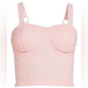 No Boundaries Pink Lace Bustier Adjustable Cropped Top - Juniors